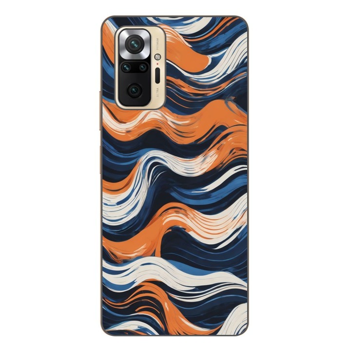 Husa compatibila cu Xiaomi Redmi Note 10 Pro Silicon Gel Tpu Model Abstract Crazy Orange Waves