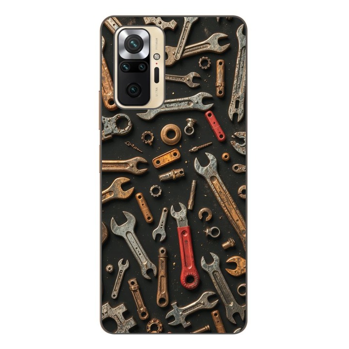 Husa compatibila cu Xiaomi Redmi Note 10 Pro Silicon Gel Tpu Model Mechanic Tools Pattern