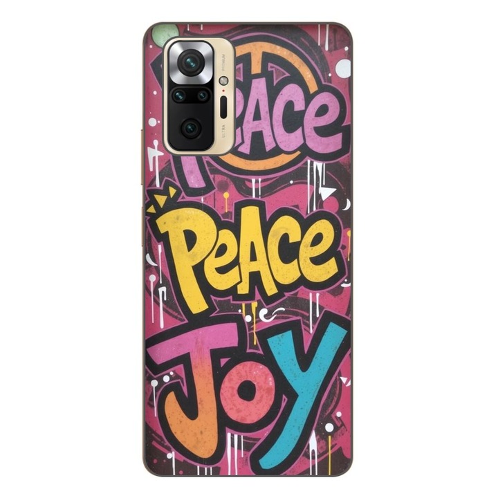 Husa compatibila cu Xiaomi Redmi Note 10 Pro Silicon Gel Tpu Model Peace and Joy Graffiti