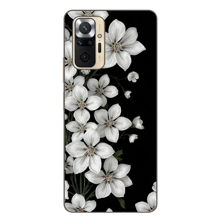 Husa compatibila cu Xiaomi Redmi Note 10 Pro Silicon Gel Tpu Model Pure White Flowers