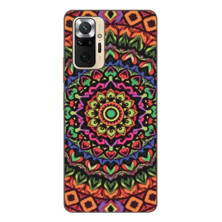 Husa compatibila cu Xiaomi Redmi Note 10 Pro Silicon Gel Tpu Model Colorfull Mandala Orange Power
