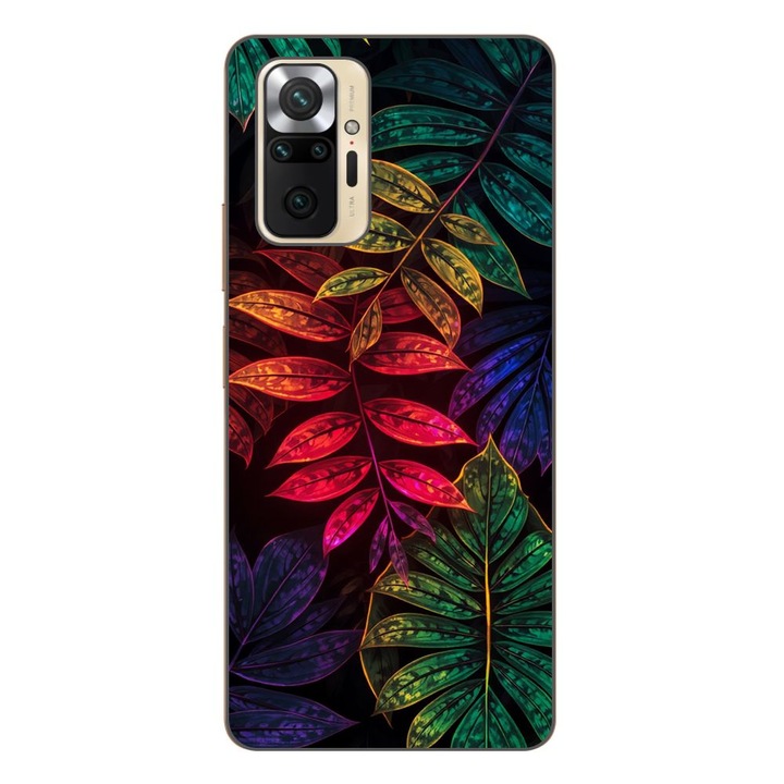 Husa compatibila cu Xiaomi Redmi Note 10 Pro Silicon Gel Tpu Model Minmal Neon Leaves Pattern