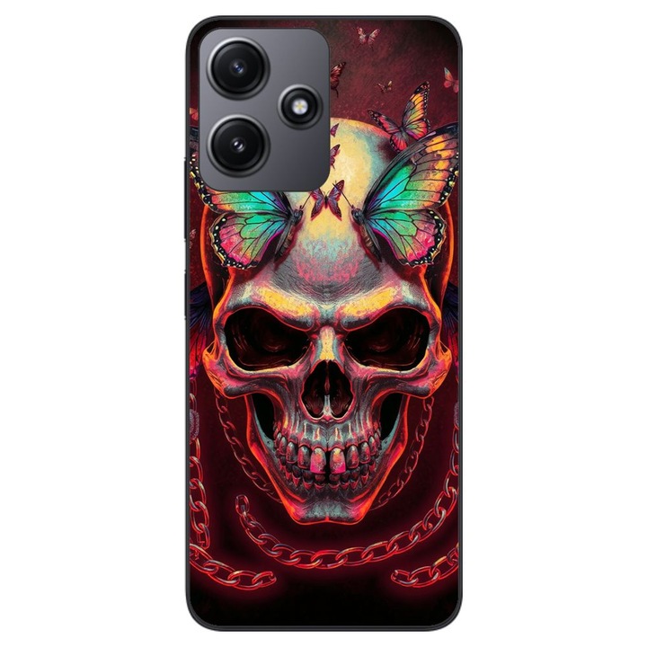 Husa compatibila cu Xiaomi Redmi 12 5G Silicon Gel Tpu Model Holographic Skull with butterflies