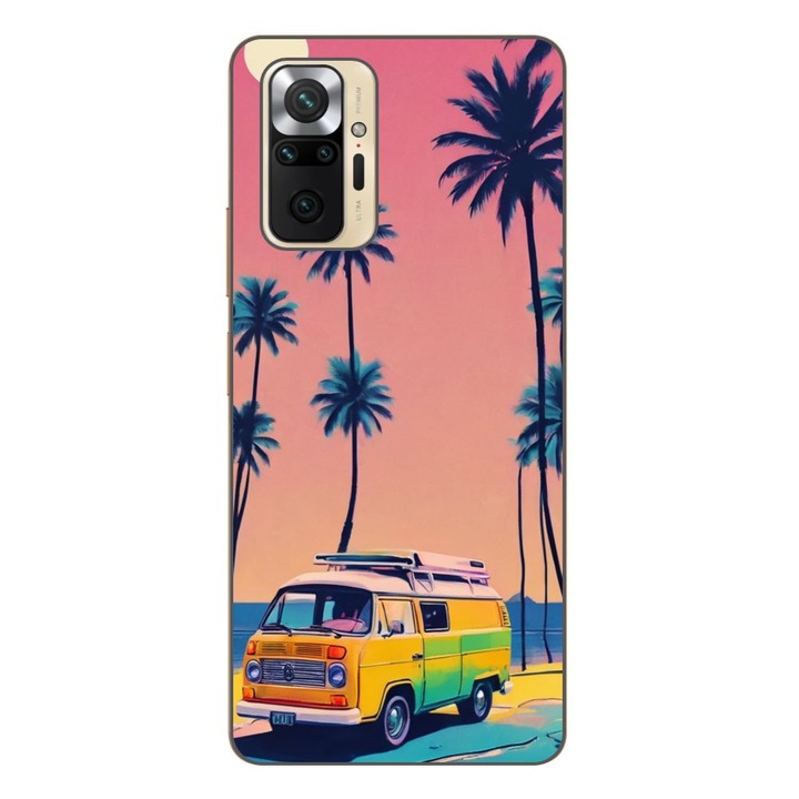 Husa compatibila cu Xiaomi Redmi Note 10 Pro Silicon Gel Tpu Model Summer Vibes Camper and Palms Pop Art