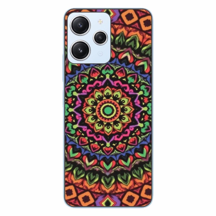 Husa compatibila cu Xiaomi Redmi 12 4G Silicon Gel Tpu Model Colorfull Mandala Orange Power