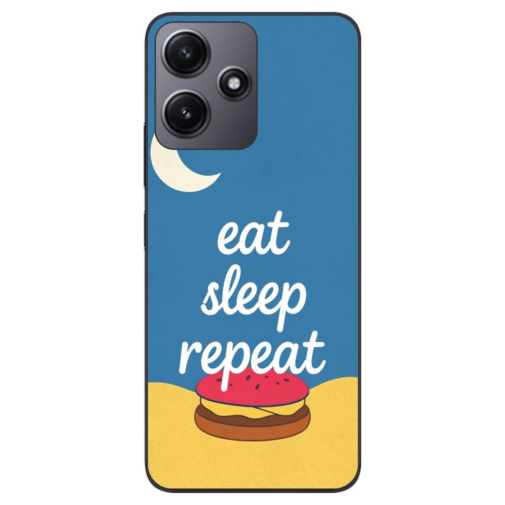Husa compatibila cu Xiaomi Redmi 12 5G Silicon Gel Tpu Model Eat Sleep Repeat