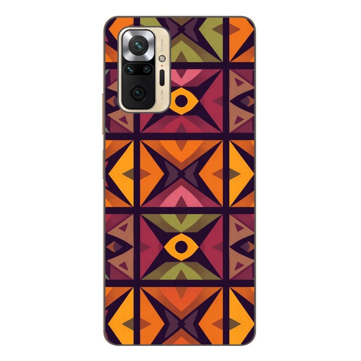 Husa compatibila cu Xiaomi Redmi Note 10 Pro Silicon Gel Tpu Model Tribal Retro Shapes