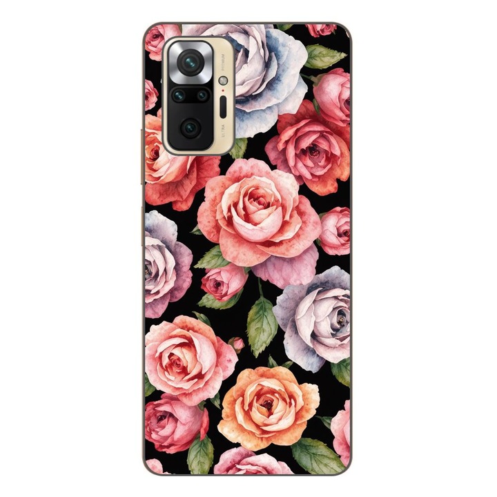 Husa compatibila cu Xiaomi Redmi Note 10 Pro Silicon Gel Tpu Model Colorfull Roses Pattern