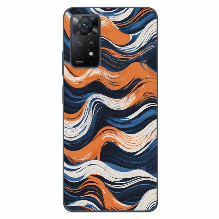 Husa compatibila cu Xiaomi Redmi Note 11 Pro 4G, 5G Silicon Gel Tpu Model Abstract Crazy Orange Waves