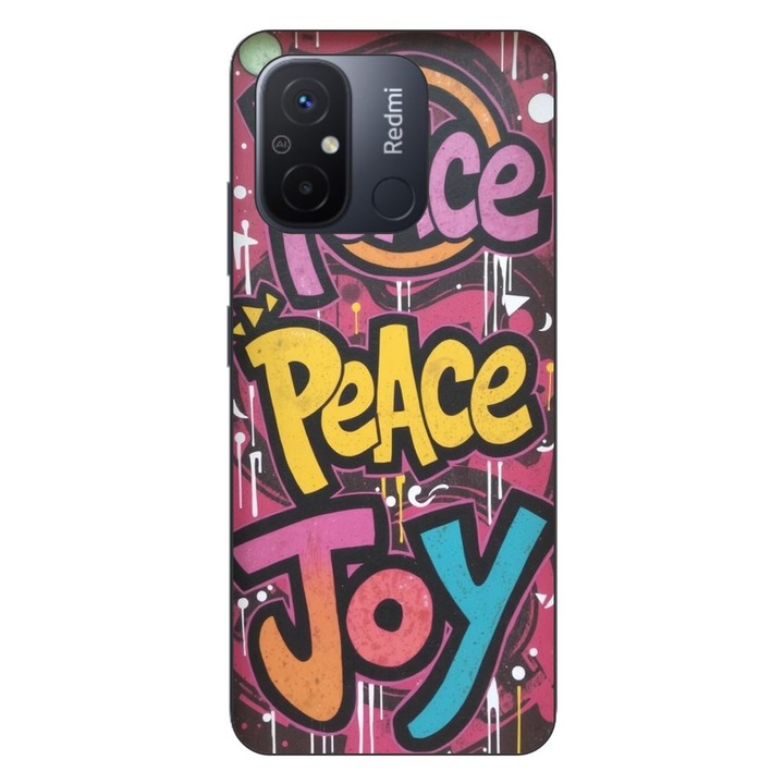 Husa compatibila cu Xiaomi Redmi 12C Silicon Gel Tpu Model Peace and Joy Graffiti