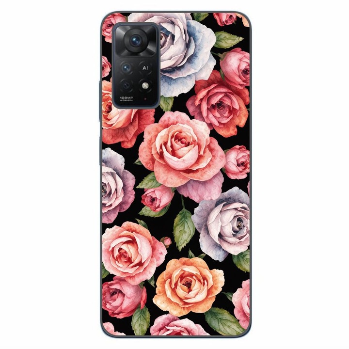 Husa compatibila cu Xiaomi Redmi Note 11 Pro 4G, 5G Silicon Gel Tpu Model Colorfull Roses Pattern