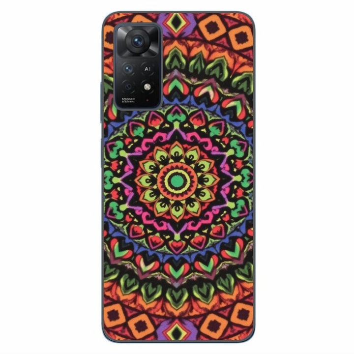 Husa compatibila cu Xiaomi Redmi Note 11 Pro 4G, 5G Silicon Gel Tpu Model Colorfull Mandala Orange Power
