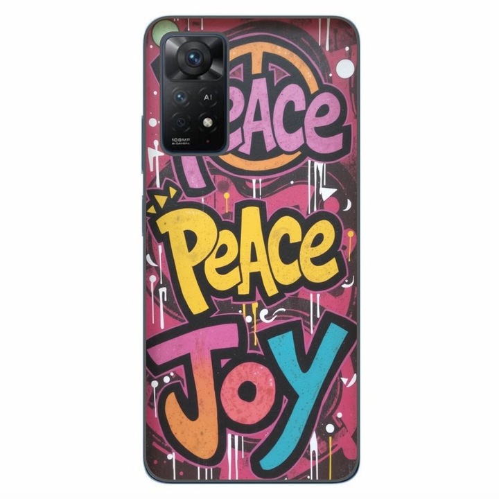 Husa compatibila cu Xiaomi Redmi Note 11 Pro 4G, 5G Silicon Gel Tpu Model Peace and Joy Graffiti
