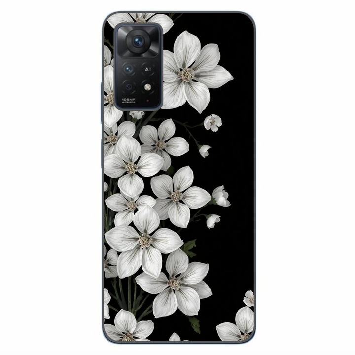 Husa compatibila cu Xiaomi Redmi Note 11 Pro 4G, 5G Silicon Gel Tpu Model Pure White Flowers