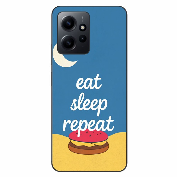 Husa compatibila cu Xiaomi Redmi Note 12 4G Silicon Gel Tpu Model Eat Sleep Repeat