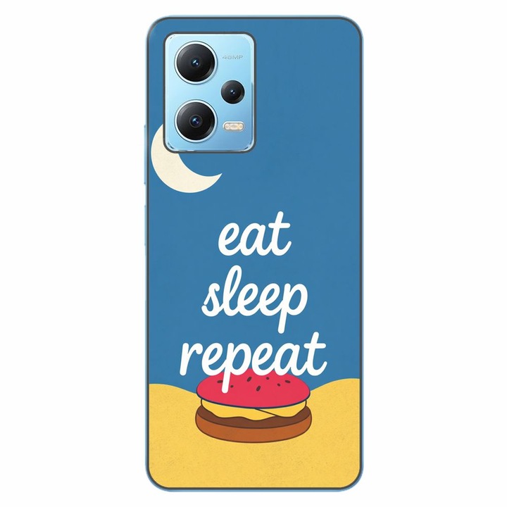 Husa compatibila cu Xiaomi Redmi Note 12 5G Silicon Gel Tpu Model Eat Sleep Repeat
