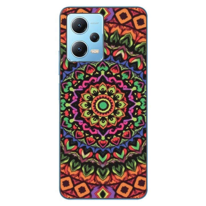 Husa compatibila cu Xiaomi Redmi Note 12 5G Silicon Gel Tpu Model Colorfull Mandala Orange Power