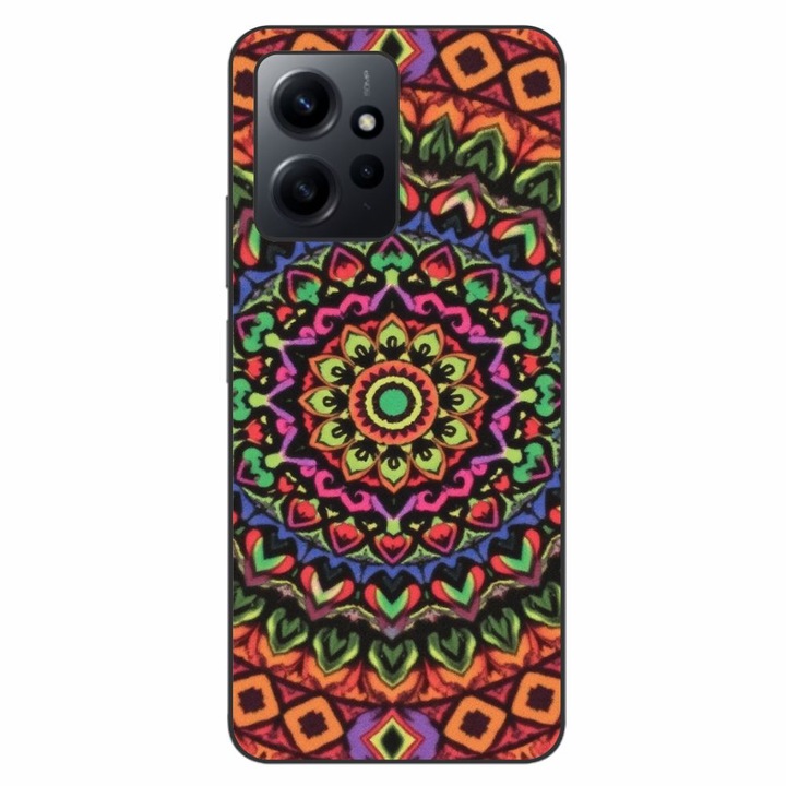 Husa compatibila cu Xiaomi Redmi Note 12 4G Silicon Gel Tpu Model Colorfull Mandala Orange Power