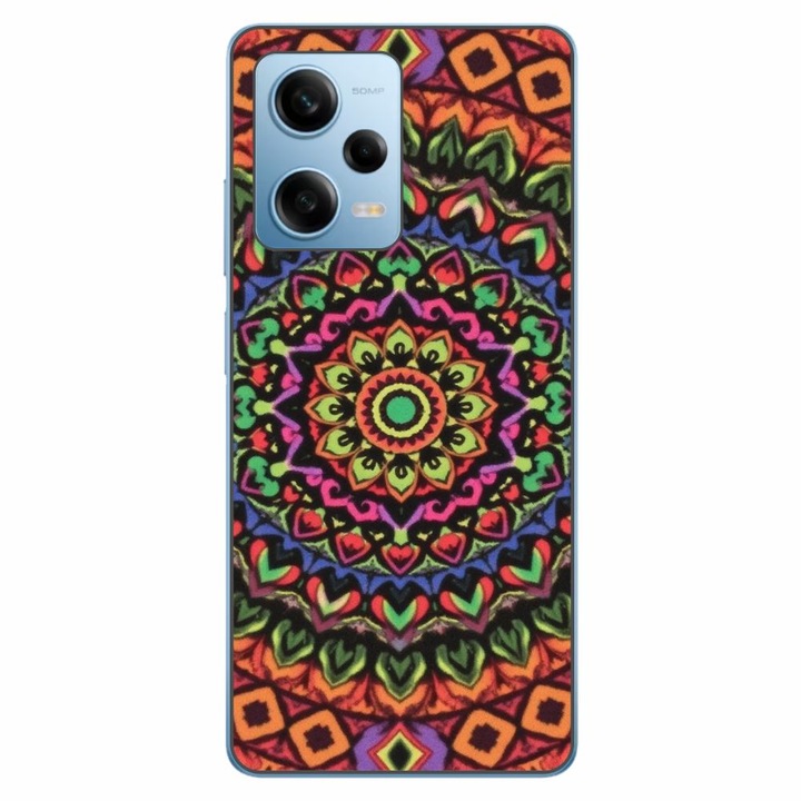 Husa compatibila cu Xiaomi Redmi Note 12 Pro 5G Silicon Gel Tpu Model Colorfull Mandala Orange Power
