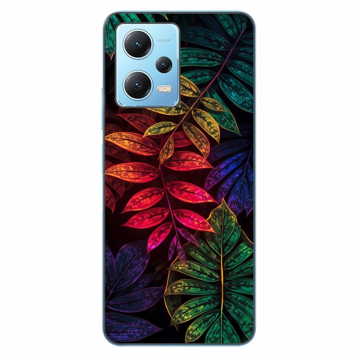 Husa compatibila cu Xiaomi Redmi Note 12 5G Silicon Gel Tpu Model Minmal Neon Leaves Pattern
