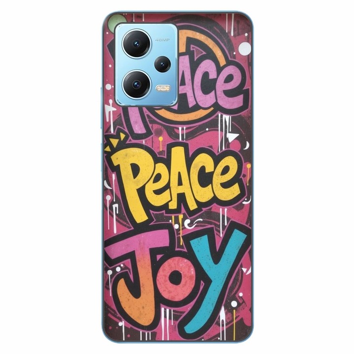 Husa compatibila cu Xiaomi Redmi Note 12 5G Silicon Gel Tpu Model Peace and Joy Graffiti