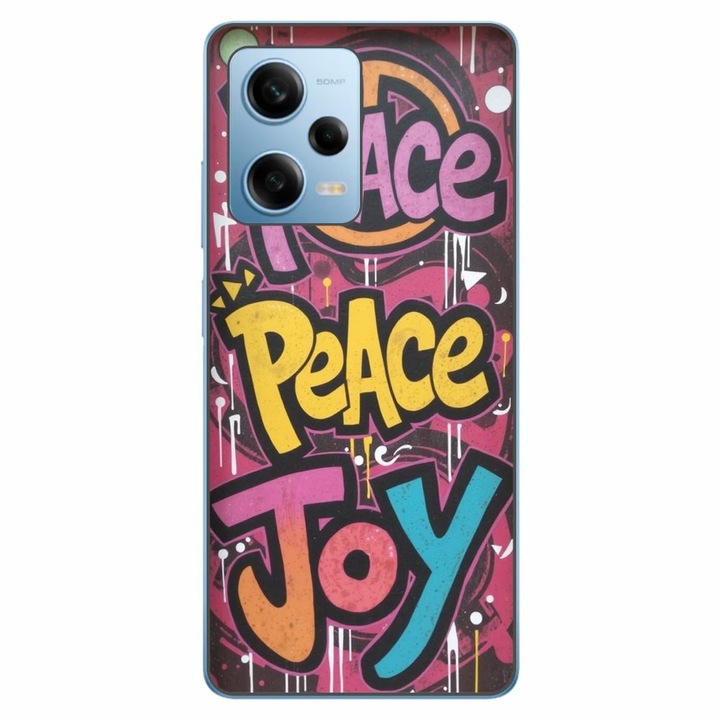 Husa compatibila cu Xiaomi Redmi Note 12 Pro 5G Silicon Gel Tpu Model Peace and Joy Graffiti