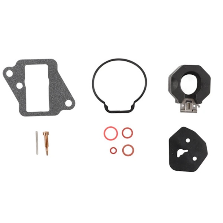 Kit reparare carburator, set accesorii, 2 garnituri, 5 piulite, 1 surub, 1 tija, 1 capac, material ABS