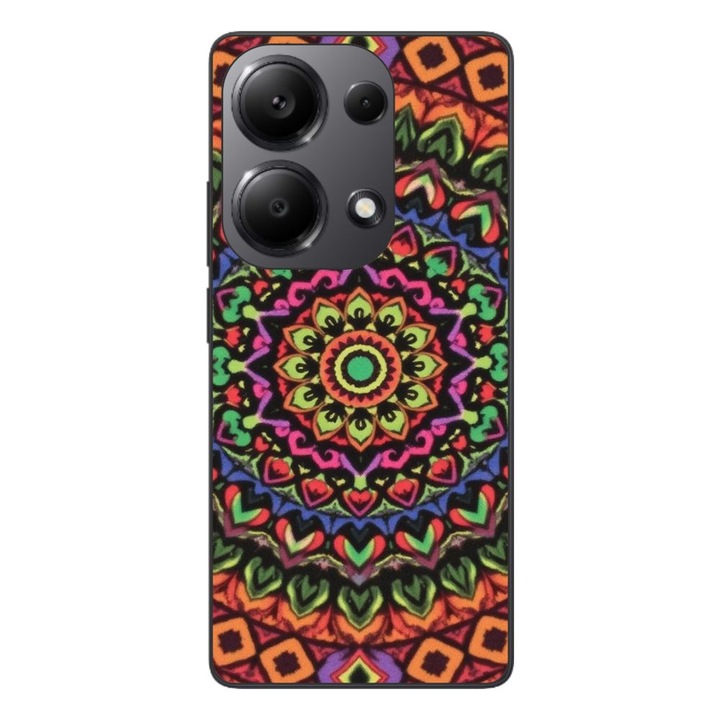 Husa compatibila cu Xiaomi Redmi Note 13 Pro 4G Silicon Gel Tpu Model Colorfull Mandala Orange Power