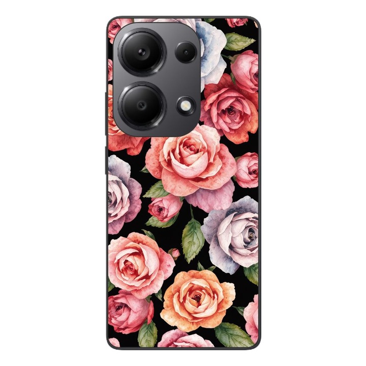 Husa compatibila cu Xiaomi Redmi Note 13 Pro 4G Silicon Gel Tpu Model Colorfull Roses Pattern