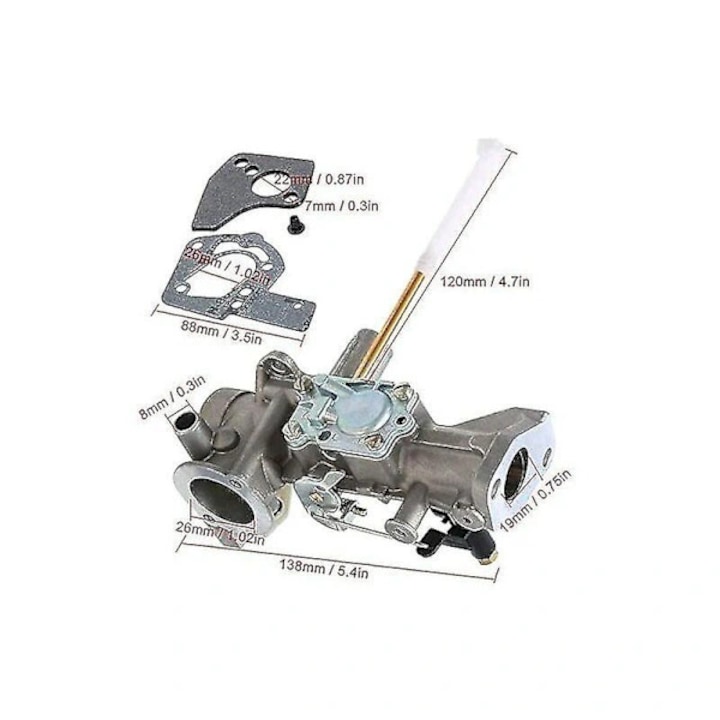 Carburator pentru Briggs & Stratton 5hp, set cu garnituri, filtre de combustibil, filtru de aer, 498298, 692784, 495951, 492611, 490533