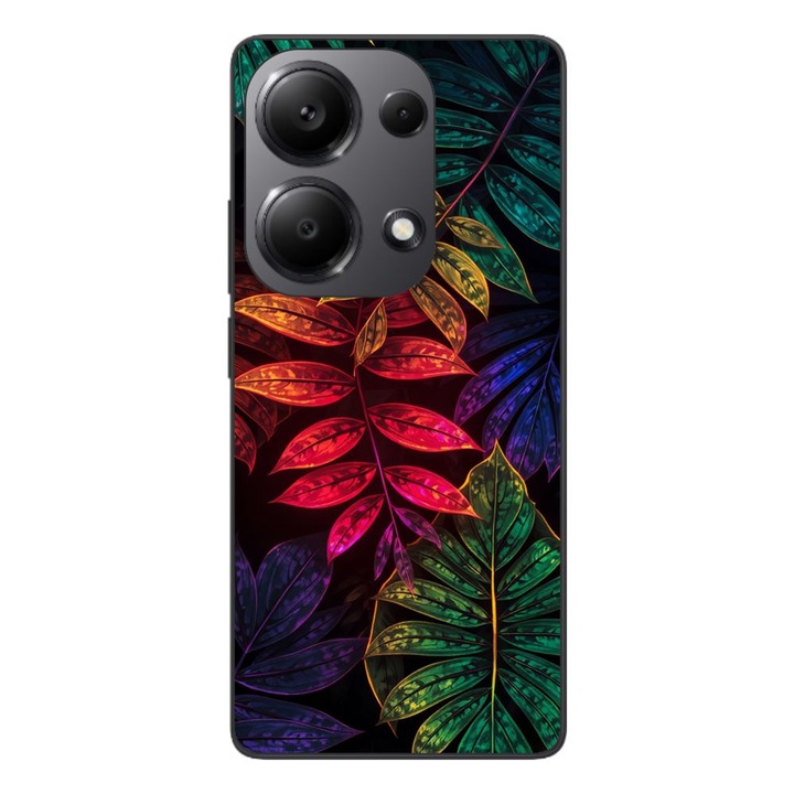 Husa compatibila cu Xiaomi Redmi Note 13 Pro 4G Silicon Gel Tpu Model Minmal Neon Leaves Pattern