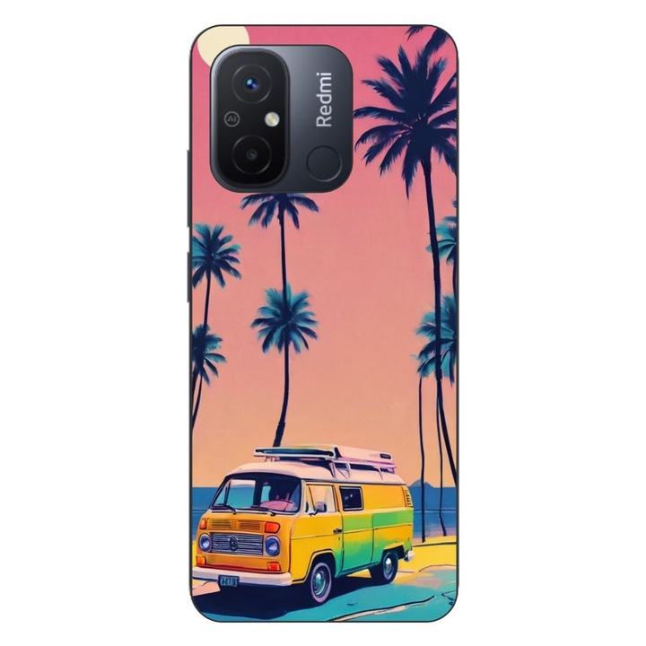 Husa compatibila cu Xiaomi Redmi 12C Silicon Gel Tpu Model Summer Vibes Camper and Palms Pop Art