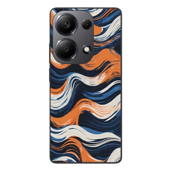 Husa compatibila cu Xiaomi Redmi Note 13 Pro 4G Silicon Gel Tpu Model Abstract Crazy Orange Waves