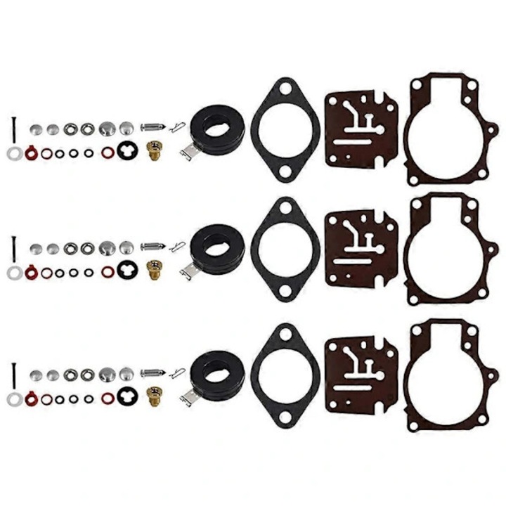 Set 3 x Kit de reparare carburator, negru, plastic, metal
