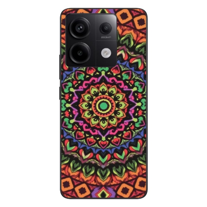 Husa compatibila cu Xiaomi Redmi Note 13 Pro 5G Silicon Gel Tpu Model Colorfull Mandala Orange Power
