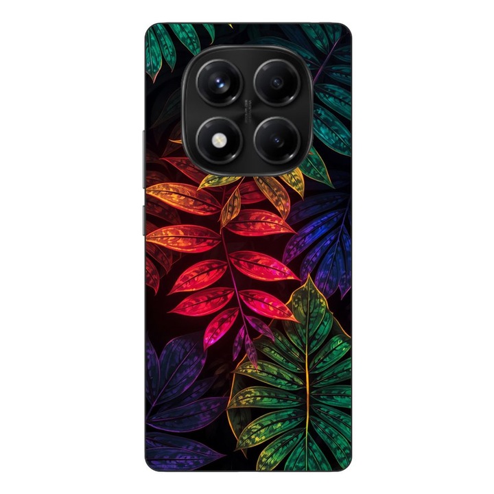 Husa compatibila cu Xiaomi Redmi Note 14 Pro 4G Silicon Gel Tpu Model Minmal Neon Leaves Pattern