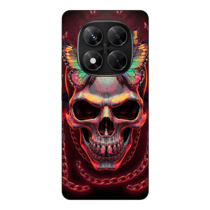 Husa compatibila cu Xiaomi Redmi Note 14 Pro 5G Silicon Gel Tpu Model Holographic Skull with butterflies