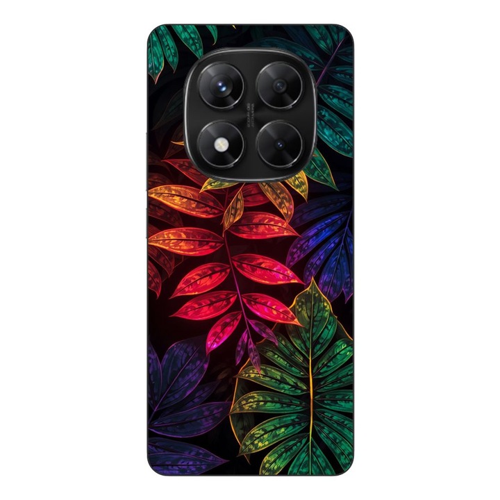 Husa compatibila cu Xiaomi Redmi Note 14 Pro 5G Silicon Gel Tpu Model Minmal Neon Leaves Pattern