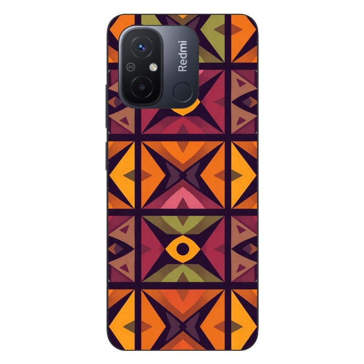 Husa compatibila cu Xiaomi Redmi 12C Silicon Gel Tpu Model Tribal Retro Shapes