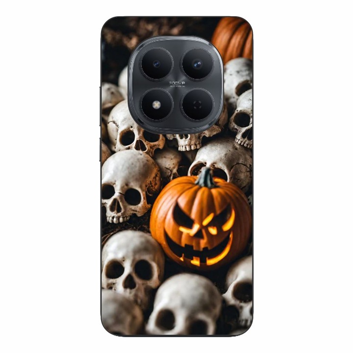 Husa compatibila cu Xiaomi Redmi Note 15 Pro Plus Silicon Gel Tpu Model Halloween Pattern Cranii si Dovleac