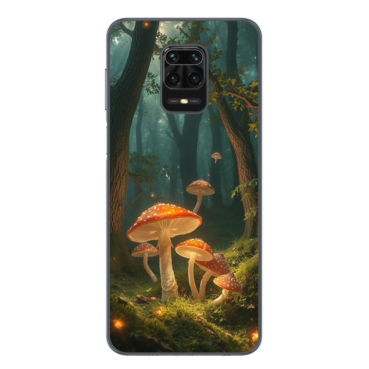 Husa compatibila cu Xiaomi Redmi Note 9 Pro Silicon Gel Tpu Model Glowing Magical Mushrooms