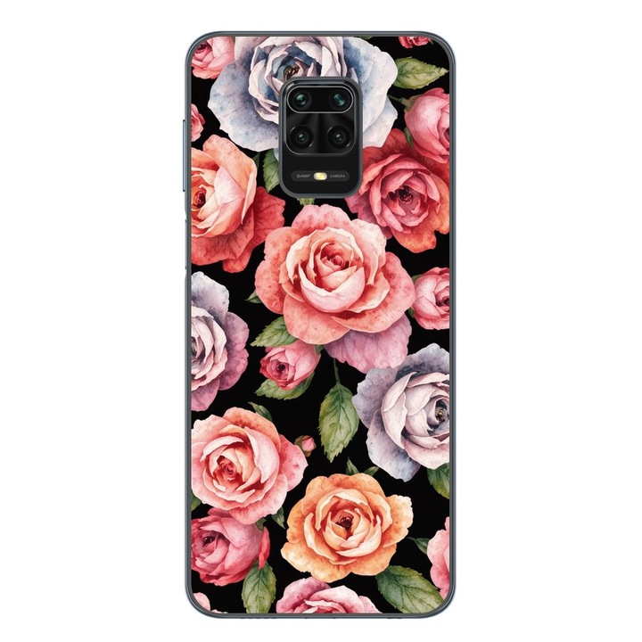 Husa compatibila cu Xiaomi Redmi Note 9 Pro Silicon Gel Tpu Model Colorfull Roses Pattern