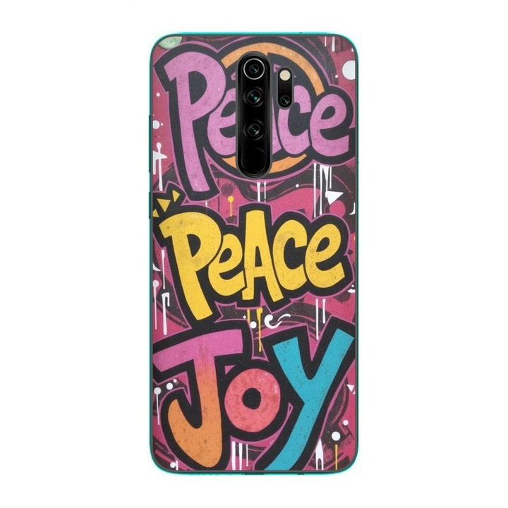 Husa compatibila cu Xiaomi Redmi Note 8 Pro Silicon Gel Tpu Model Peace and Joy Graffiti