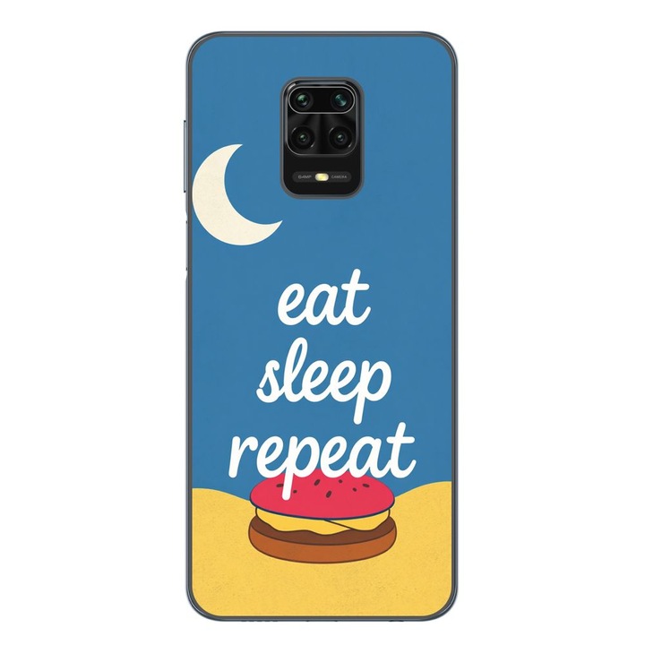 Husa compatibila cu Xiaomi Redmi Note 9 Pro Silicon Gel Tpu Model Eat Sleep Repeat