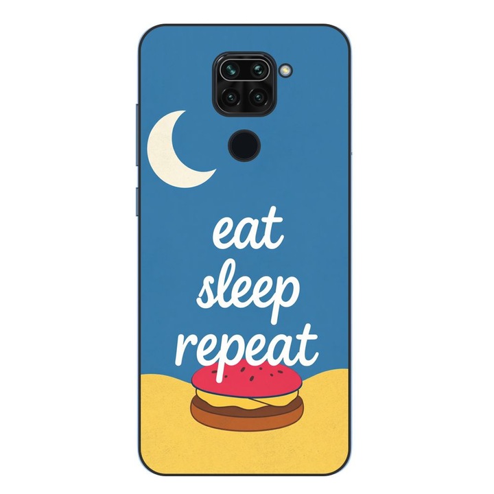Husa compatibila cu Xiaomi Redmi Note 9 Silicon Gel Tpu Model Eat Sleep Repeat
