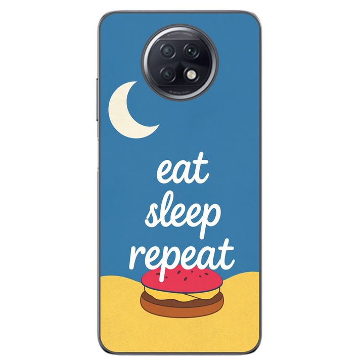 Husa compatibila cu Xiaomi Redmi Note 9T Silicon Gel Tpu Model Eat Sleep Repeat