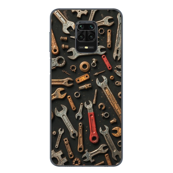 Husa compatibila cu Xiaomi Redmi Note 9 Pro Silicon Gel Tpu Model Mechanic Tools Pattern
