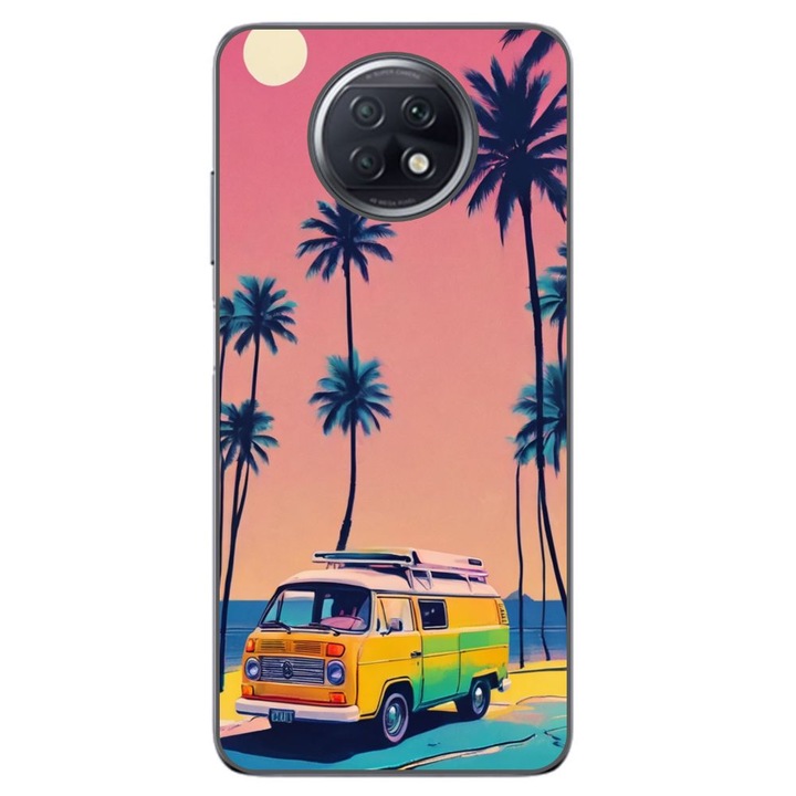 Husa compatibila cu Xiaomi Redmi Note 9T Silicon Gel Tpu Model Summer Vibes Camper and Palms Pop Art