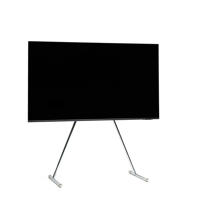 Univerzális TV állvány, Pedestal típusú, Viva, 32"-70" (81-177 cm) képátlóhoz, maximális teherbírás 50 kg, csúszásmentes lábak, könnyen összeszerelhető, szatén rozsdamentes acél, skandináv design, króm