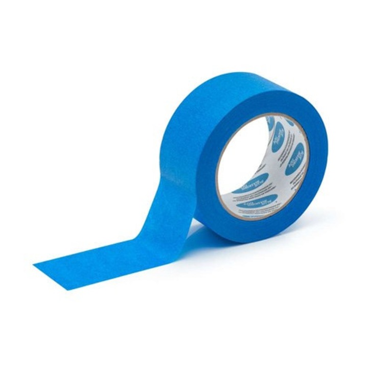 Banda de mascare NEOPAK, Albastru, din hartie, 38mmx50m, cu adeziv acrilic, rezistenta la UV